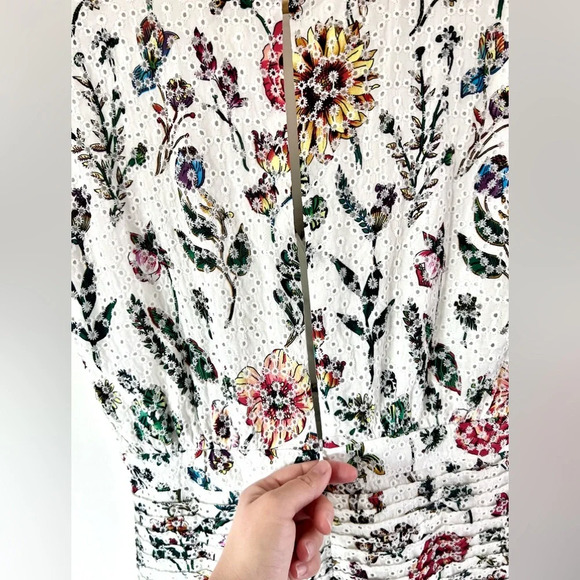 ASTR The Label White Floral Eyelet Short Flutter Sleeve Dress Size Large NWT - Picture 13 of 15